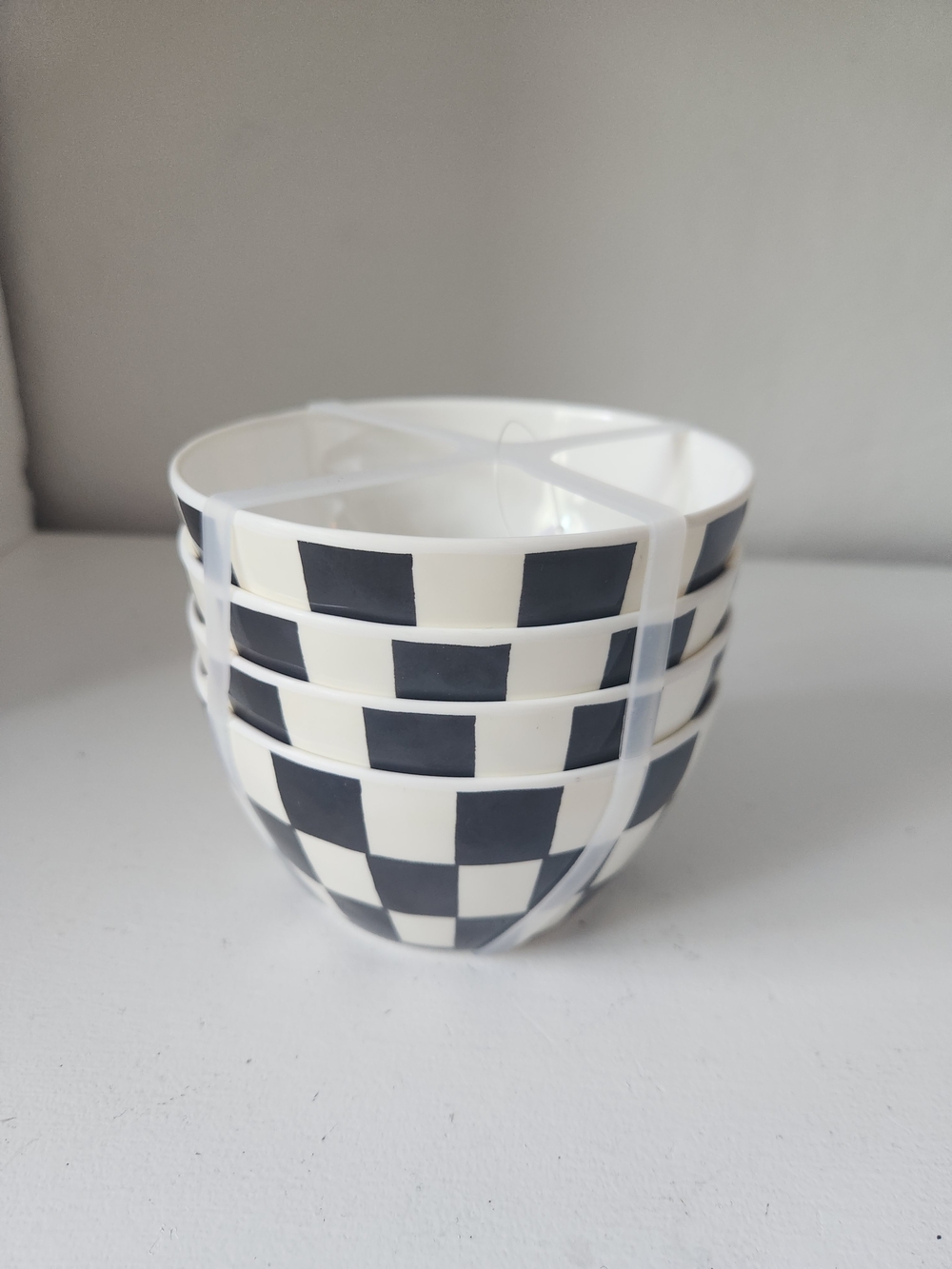 Bella Lux Black and White Checker Melamine Dip Bowls - Set of 4 - Picture 4 of 8